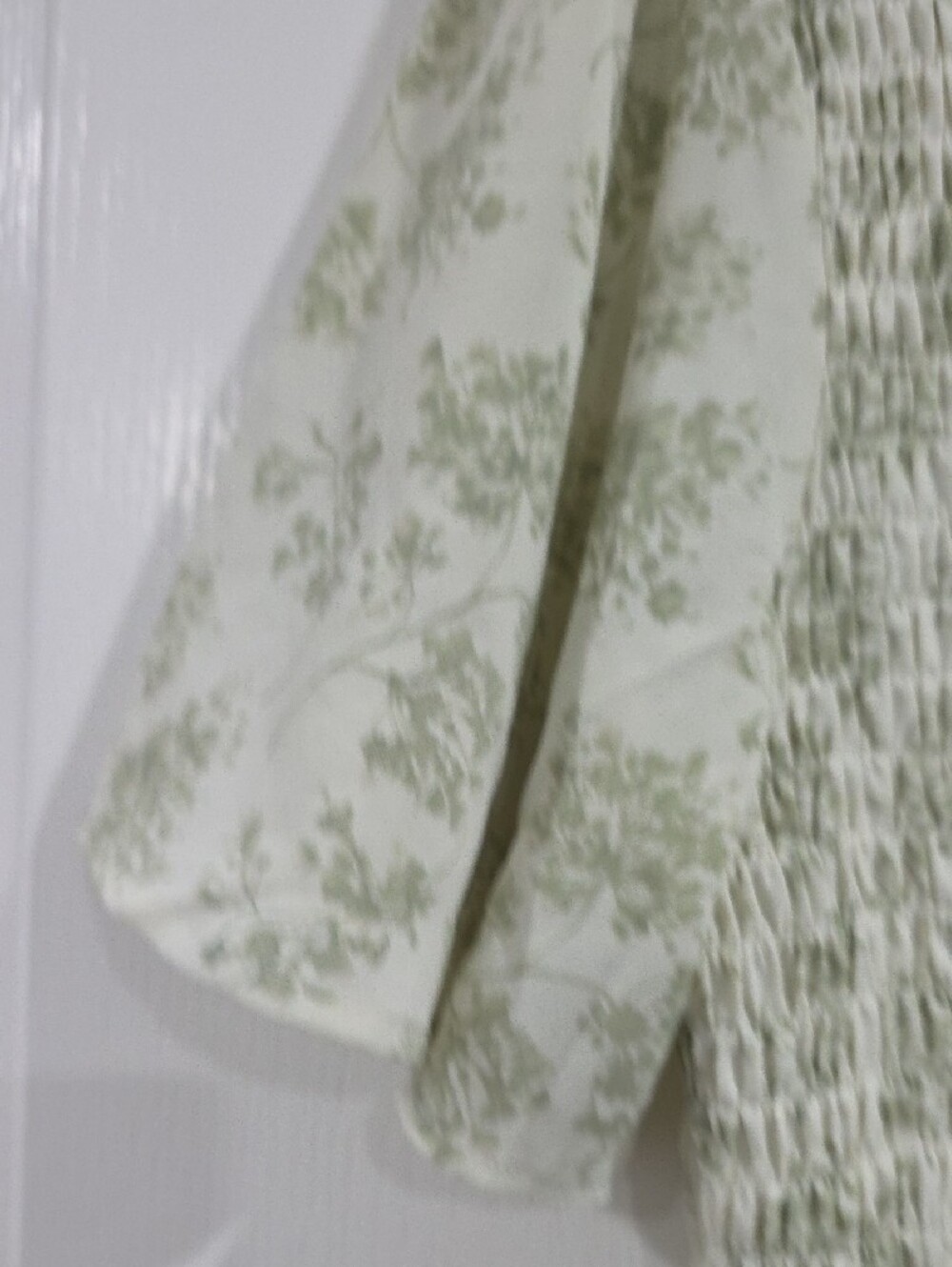 Light Green Floral Midi Dress with Smocked Bodice - Picture 5 of 5